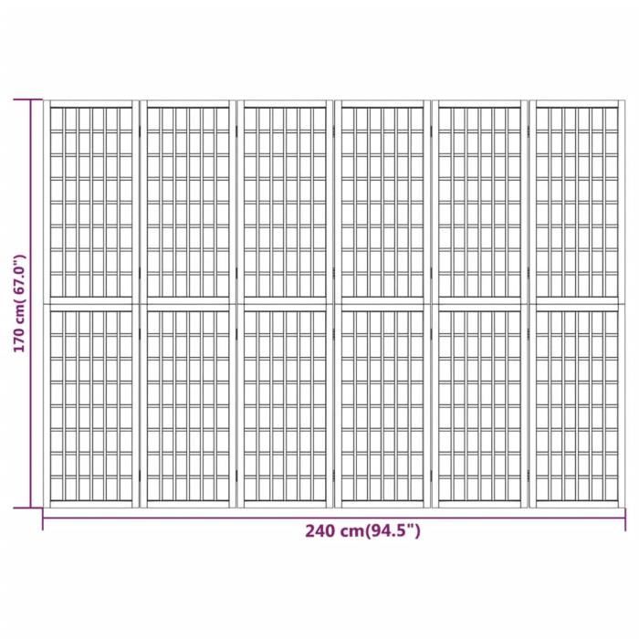 VidaXL Cloison de séparation pliable 6 panneaux 240x170 cm Noir 352082