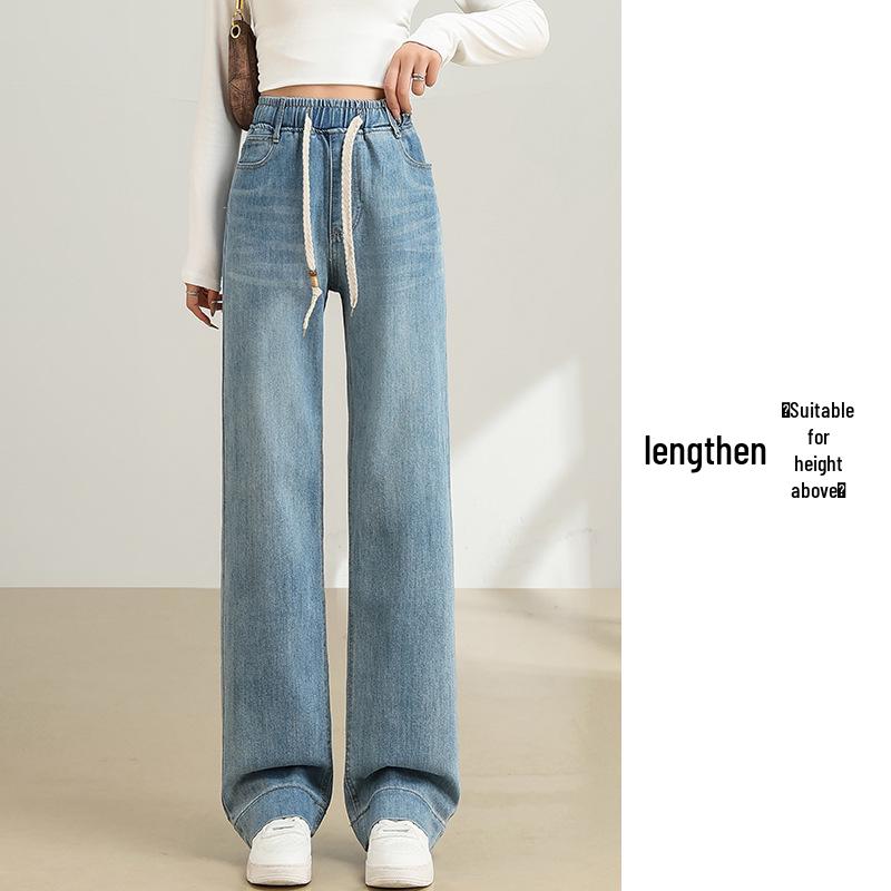 

2025 Autumn Women s High-Waist Straight-Leg Jeans: Slimming Loose Fit 2XL for 120-130 lbs