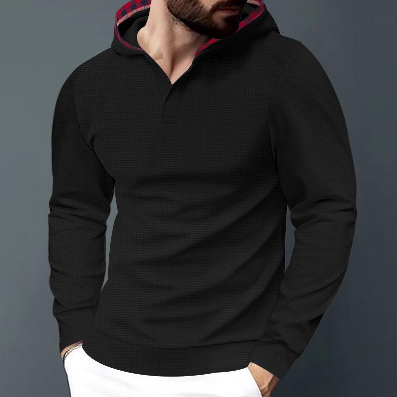 Men s Cross-border Casual Sports Hoodie - Waffle Knit, Long Sleeve, Plus Size for Autumn/Winter XXXL