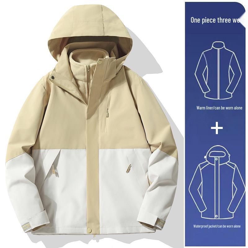 2024 Autumn Mountain System Outdoor Windbreaker: Couple's 3-in-1 Waterproof Jacket for Travel & Hiking