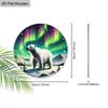 2D flat wooden hanging decorative signs, home wall or door decoration, garden decoration, the pattern is a polar bear and aurora, gifts for friends
