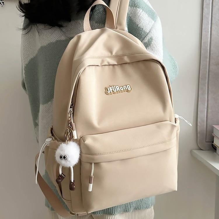 Schoolbag High Value Ins Schoolbag Female Junior High School College Students Simple Solid Color Large Capacity High School Students Versatile Campus