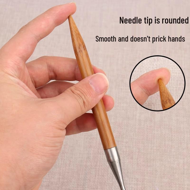Circular Bamboo & Steel Knitting Needle Set for Hand Knitting Cowl & Cuff Projects