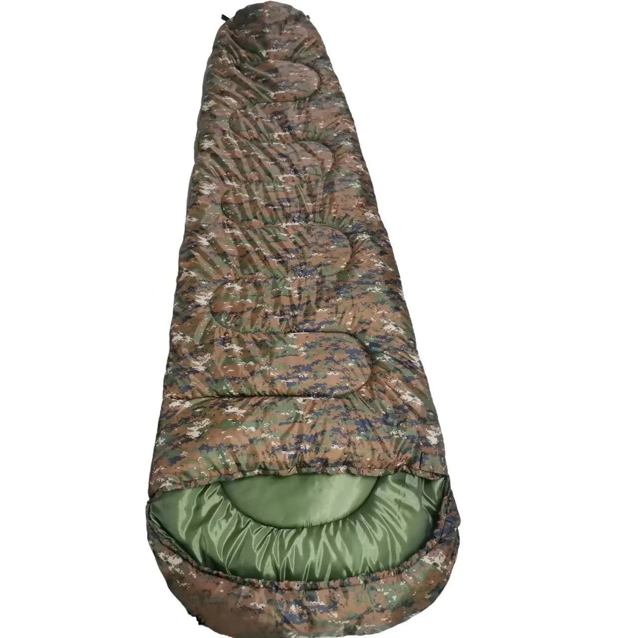 

Outdoor adult portable autumn and winter thickened warm travel emergency camping camping camouflage sleeping bag mummy 1.3kg