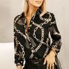 Elegant Loose Casual Printed Women Shirts Spring and Autumn Long Sleeve Casual Blouse Female Vintage Printing Single Breaste Fashion Simple Lapel Tops