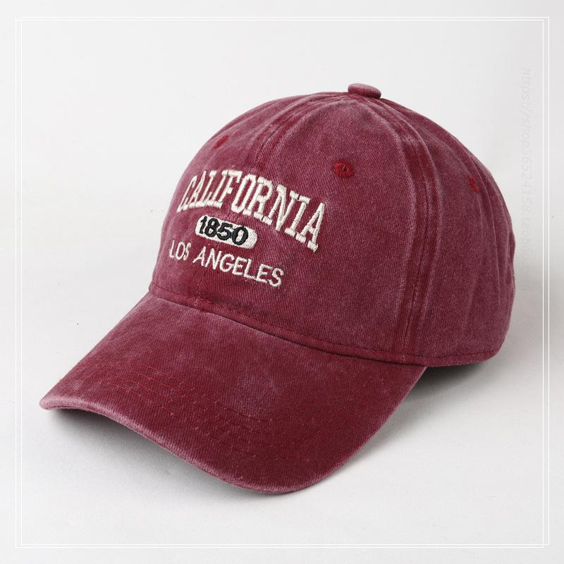 New Hat Japanese Trend Wide Brim Versatile Washed Baseball Cap Men's Korean Version Embroidered Letter Cap Women