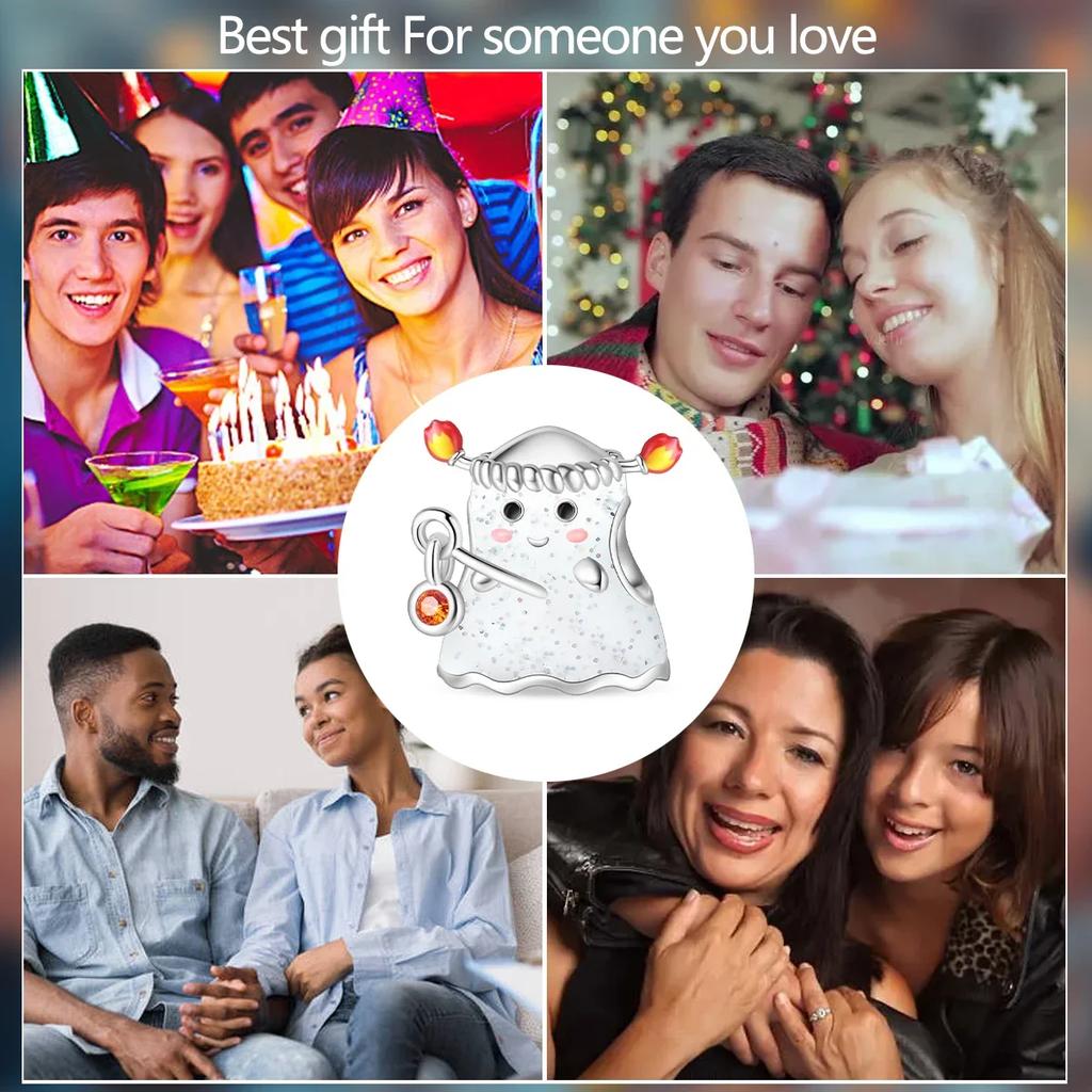 Copper Original New Halloween Series Luminous Skull Beads Fit Bracelet Diy Charm For Women Jewelry Fashion Giftcopper