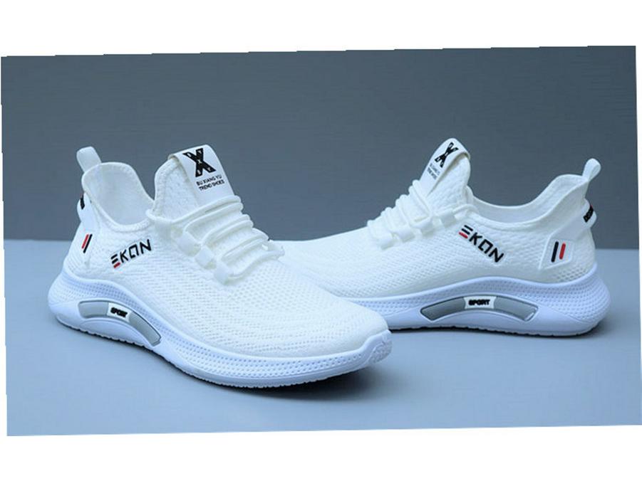 2025 Men's Breathable Trendy Mesh Running Sneakers - Versatile Soft Sole Casual White Shoes
