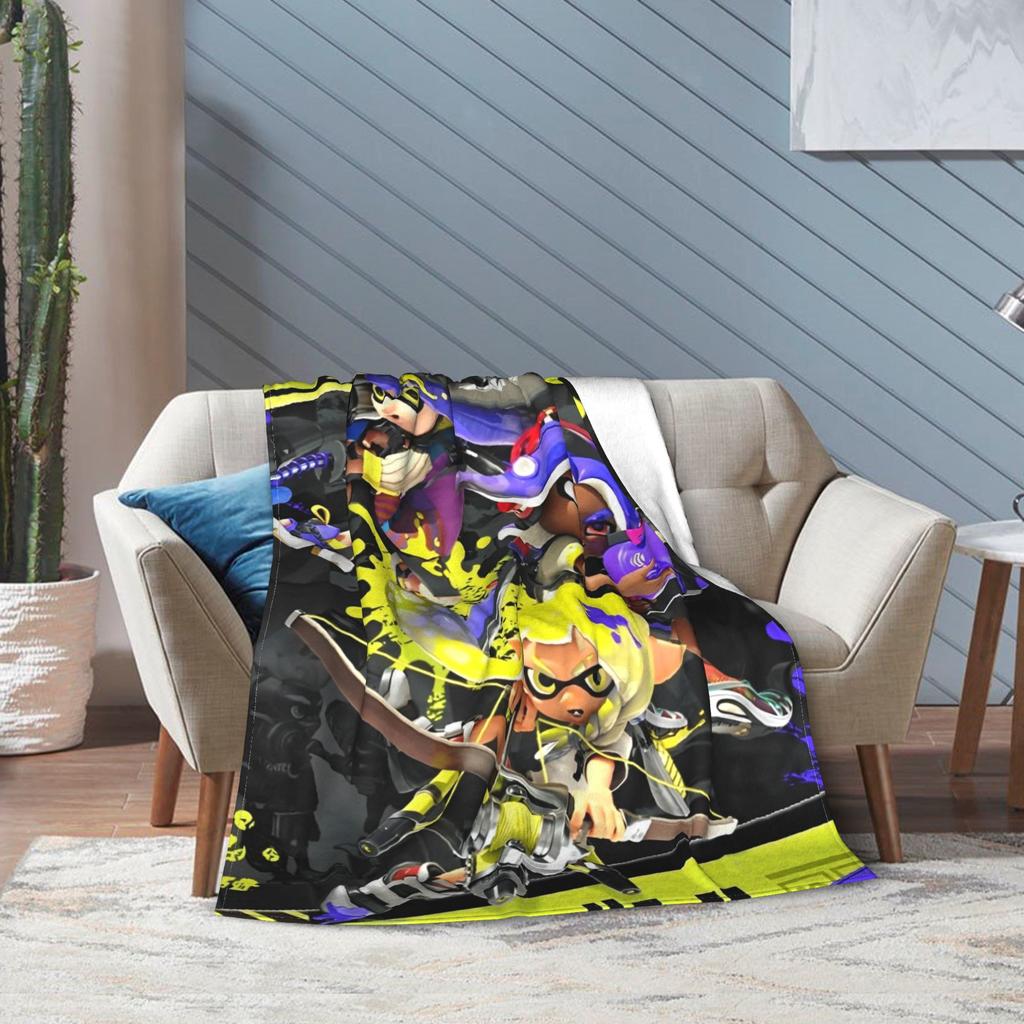 Splatoon Shoot Video Game Blanket Lightweight Warm Throw Blankets for Living Room 50x60 Inches Multiple Sizes Bedding Throws
