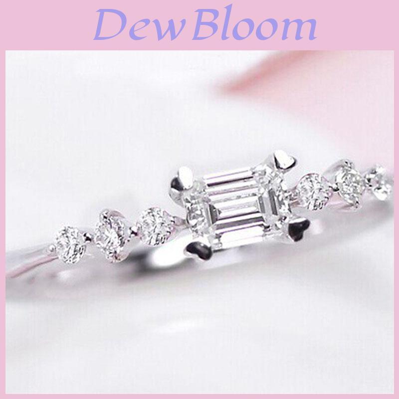 Exquisite Silver Plated Natural Gemstones Square White Sapphire Wedding Birthstone Ring For Timeless Elegance