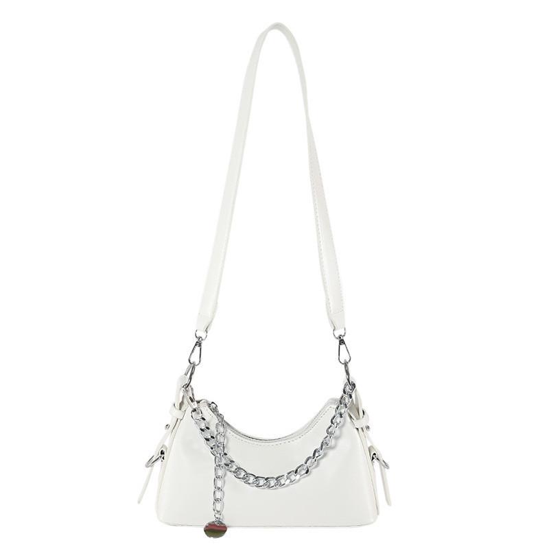 

Simple And Stylish Chain Shoulder Bag For Women In White Black Pink Brown And Tan белый