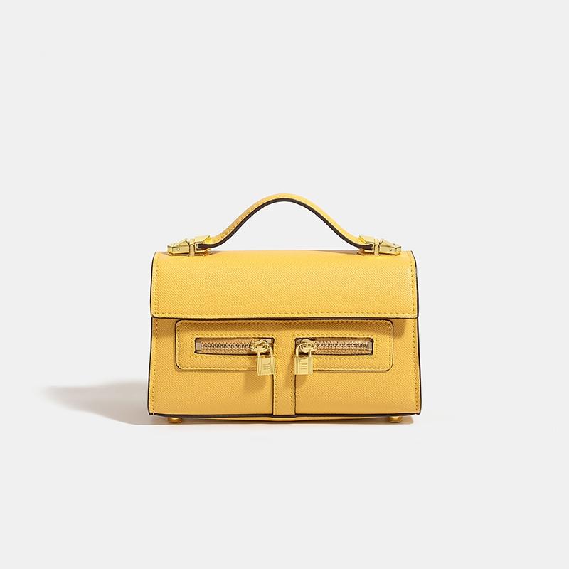 Женская модная маленькая квадратная сумка высокого класса, сумка через плечо, сумка на плечо, сумочка, дизайн, съемный плечевой ремень на молнии 20.5x7x12cm жёлтый