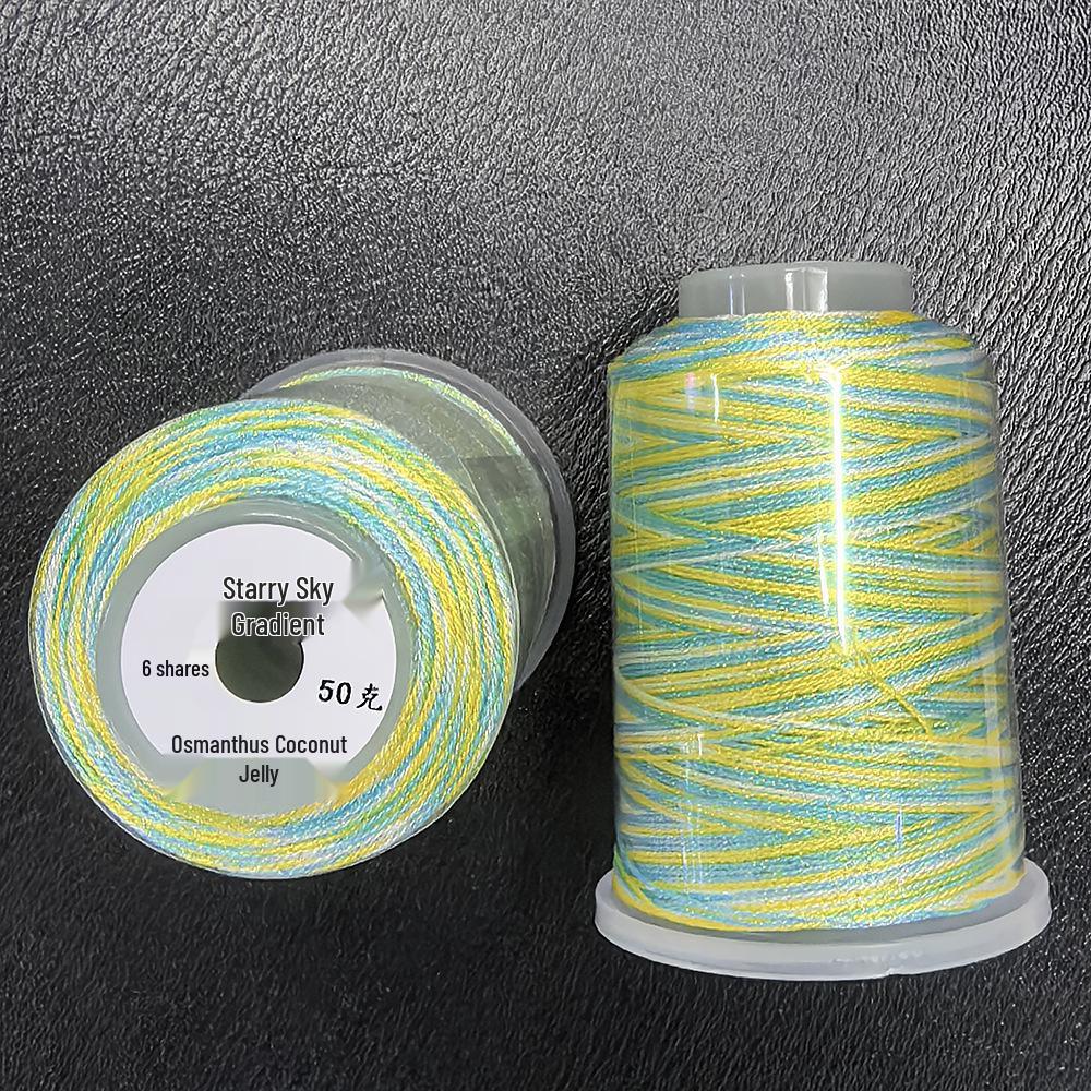 Starry Sky Gradient Yarn: 6-Strand Purple Illusion Tassel for DIY Bracelet & Handmade Weaving Accessories.