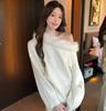 Elegant Long-Sleeve Ribbed Knit Sweater - Retro, Loose-Fit for Autumn/Winter