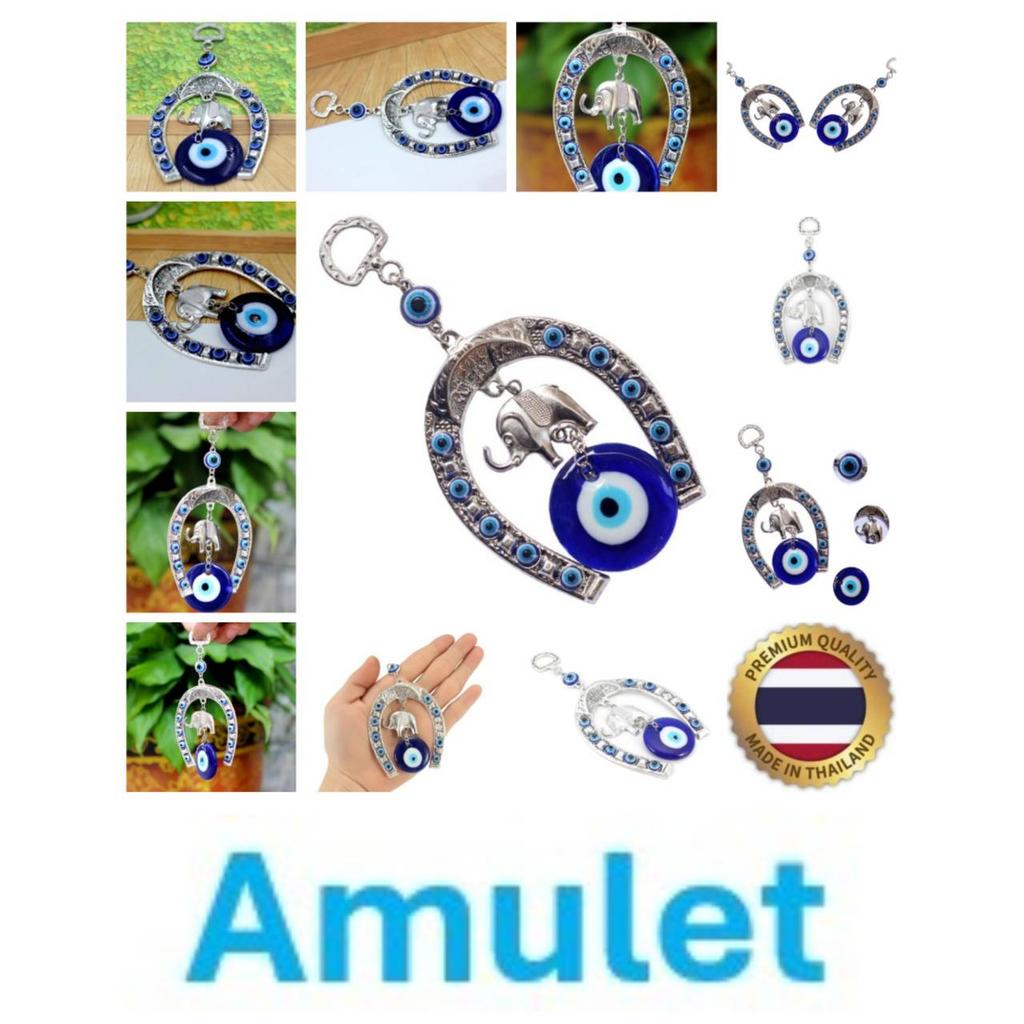 Thai Amulet Evil Eye Horseshoe Elephant Pendant Decor Retro Vintage Protect Dream Charm Talisman Powerful Wealth Success Health Luck Jewelry