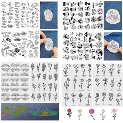 2Pcs Flowers and Leaf Designs Stitching Embroidery Paper DIY Handmade Embroidery Crafts Hand Sewing Stabilizers Sewing Supplies