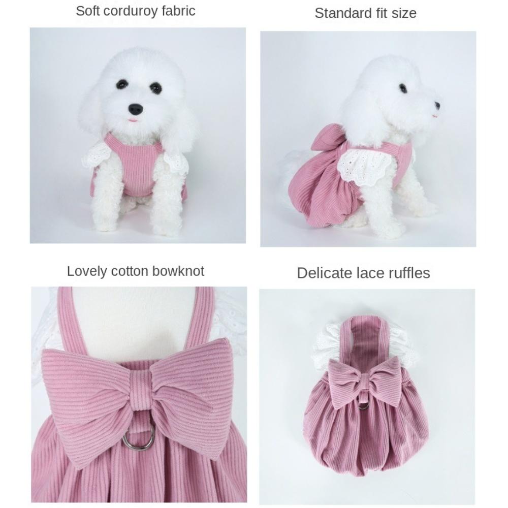 With Pulling Buckle Puppy Dresses Corduroy Spring Pet Clothing Dog Pumpkin Skirt  for Teddy Cat