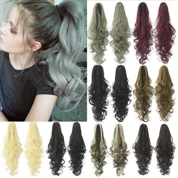 15 Colors Long Curly Claw Clip Drawstring Ponytail Hair Extensions Blond Hairpiece Wigs