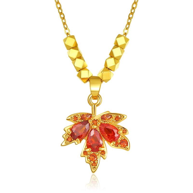 Elegant Red Maple Leaf Pendant Necklace For Women Stylish 2024 Fashion Accessory