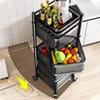 Kitchen Floor-Standing Multi-Layer Snack, Fruit & Vegetable Rotating Storage Trolley