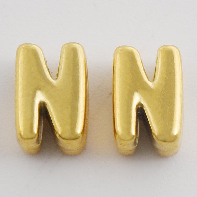 3/6pcs Real Gold Plated A-Z Stainless Steel Beads For Jewelry Making Supplies 2mm Hole Spacer/Loose Bead DIY Handmade Materials