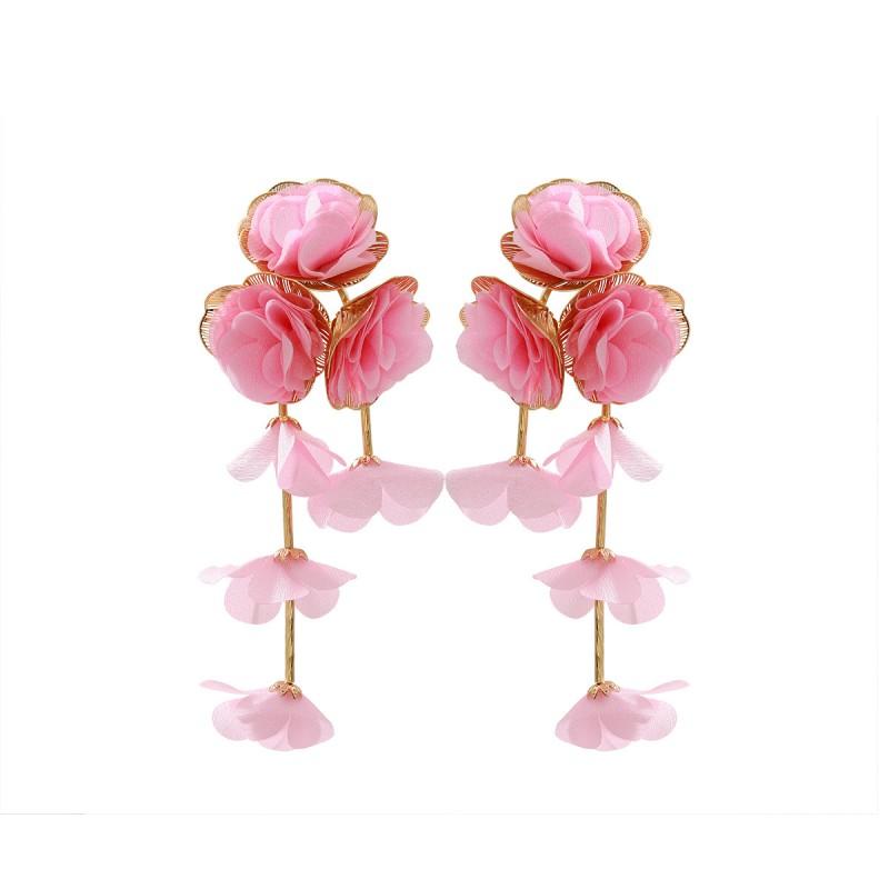 Floral Chiffon Layered Earrings Women Beach Vacation Statement Lightweight Luxury Minimalist Design