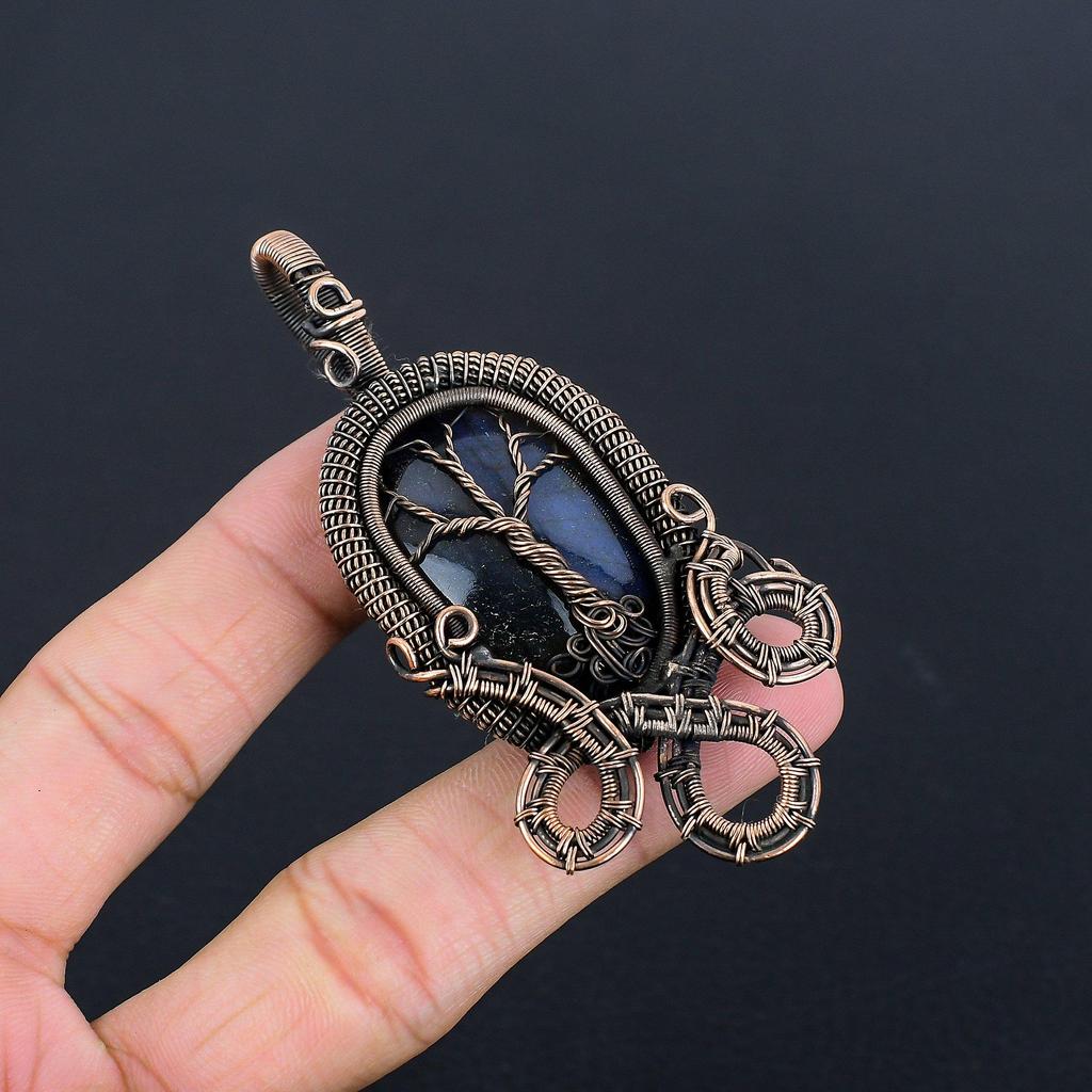 Tree Of Life Labradorite Pendant, Handmade Gemstone, 999 Copper Wire Wrapped Pendant Antique Jewelry, For Gift Silver Jewelry