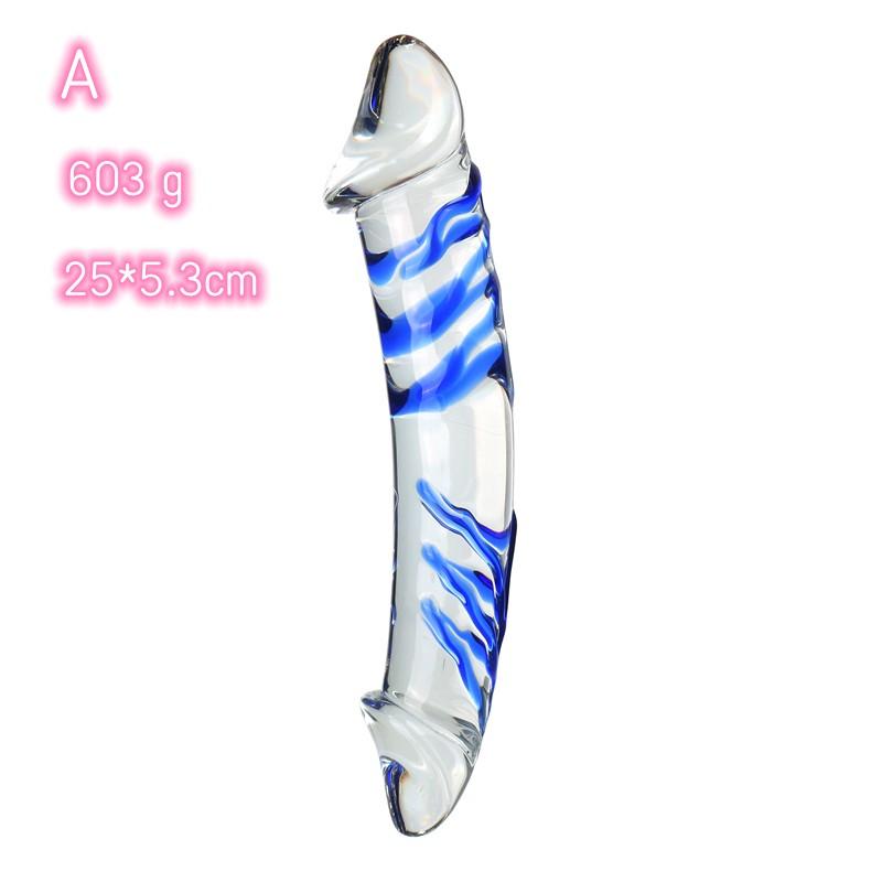 VaHppy Jumbo Glass Anal Plug Dildos Masturbators for Women for Gay Dual Head Available Friction Pellets