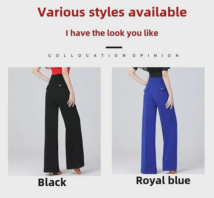 Women's Modern Wide-Leg Latin Dance Pants - High Waist Ballroom & Jitterbug Trousers.