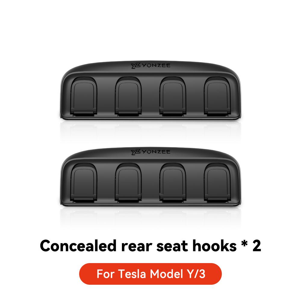 YZ Foldable Car Seat Hooks for Tesla Model 3 Y Highland 2020-2025 4 in 1 Hidden Car Seat Back Hanger Car Interior Accessories