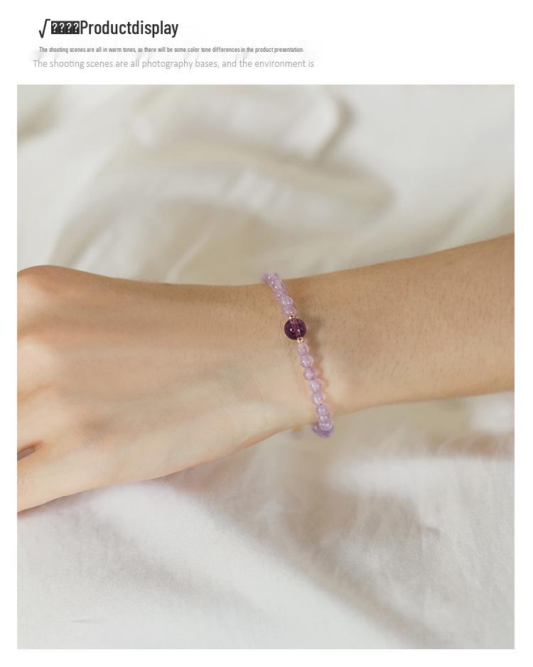 Elegante Pulseira Feminina de Ametista Lavanda - Design DIY Simples com Jade Roxo para um Estilo Gracioso