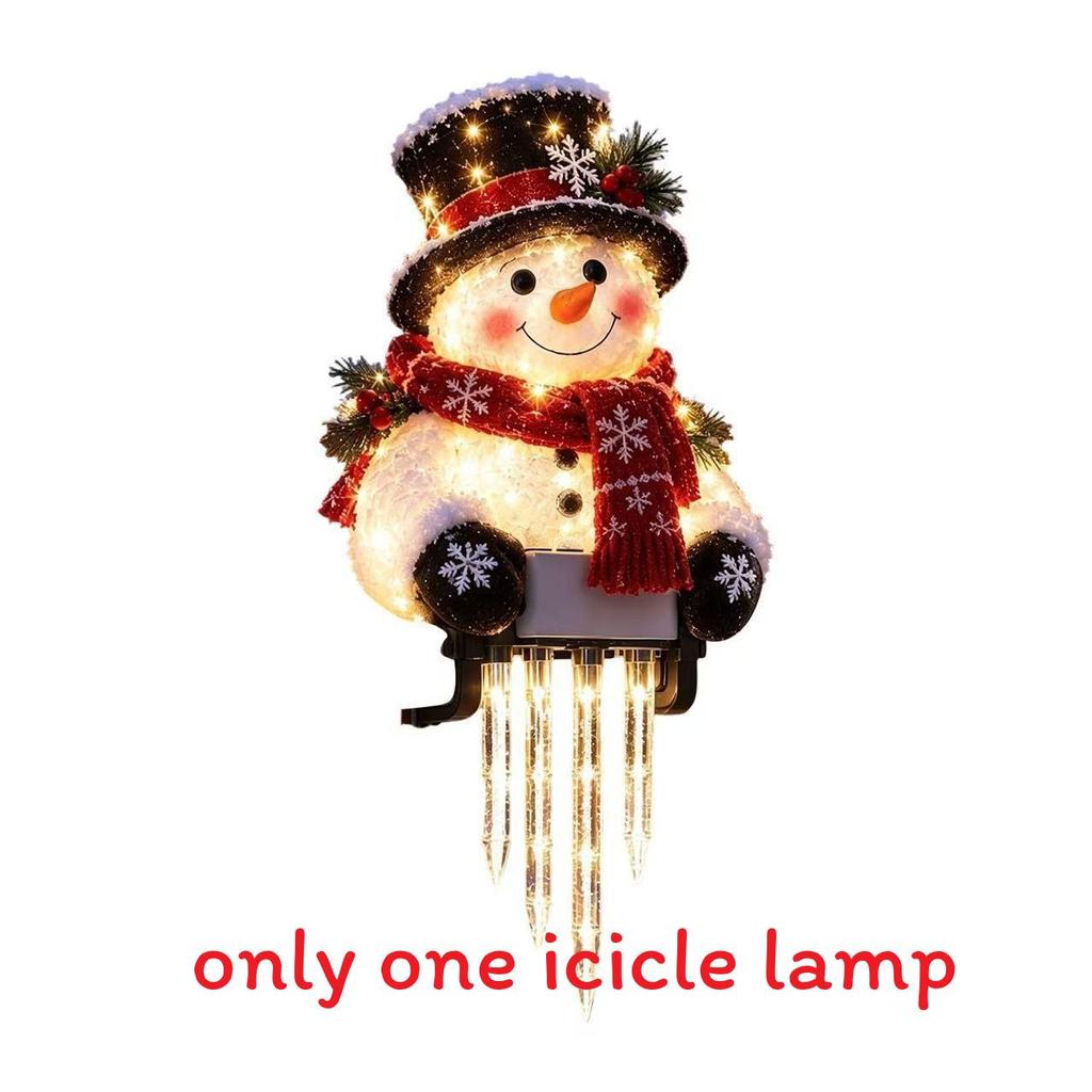 Winterglow Snowman Reindeer Solar Icicle Light Decor For Christmas Holiday Home Yard Scene