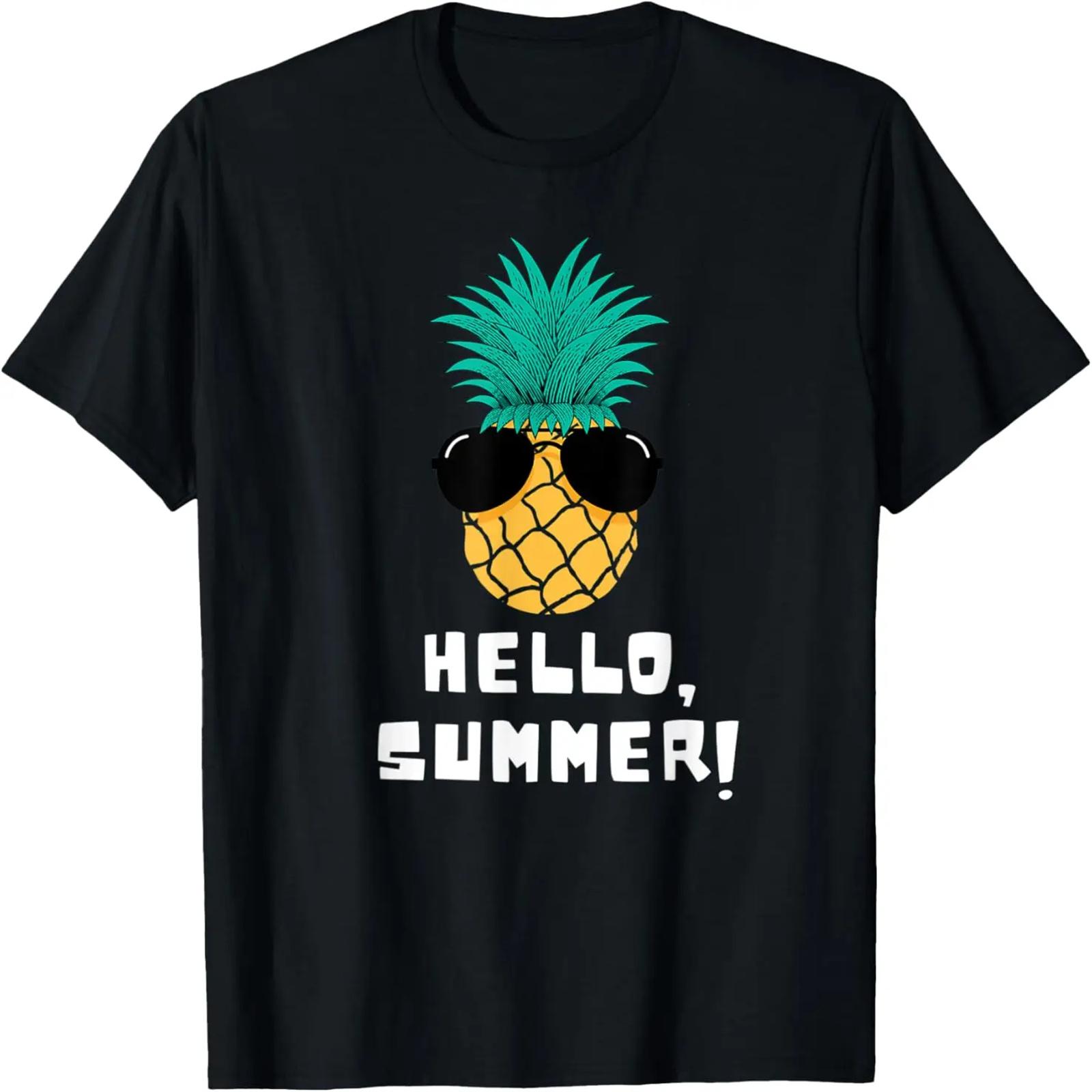Hello Summer Pineapple Guy - Cool Graphic Funny Pineapple T-Shirt S