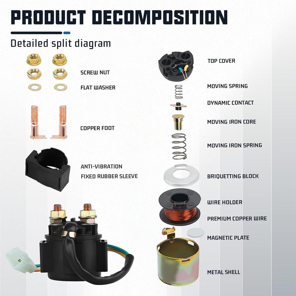 LOCOPOW GY6 Starter Solenoid Relay For Chinese 50Cc 125Cc 110Cc 150Cc 200Cc 250Cc ATV 4 Wheel Scooter Go Kart Quad Moped Dirt Pit Bike Tao Tao