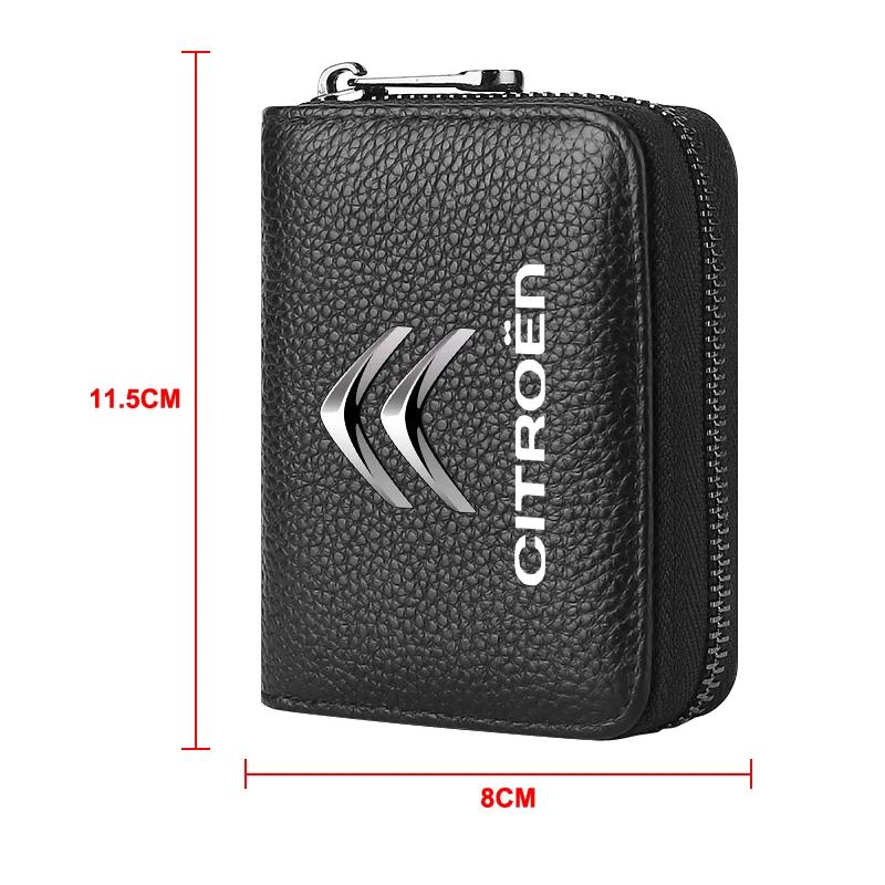AEF3 1Pcs Leather Car Driver's License, ID Card, Bank Card Wallet For Citroen C1 C2 C3 C4 C5 X7 Berlingo Xsara C8 C4L DS3 DS4 DS5LS