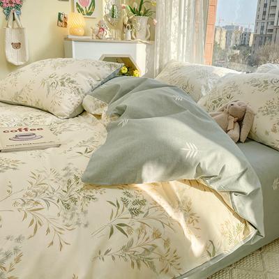 Simple Leaves Floral Printed Duvet Cover Set with Sheet Pillowcases No Filling Soft Bed Linen Full Queen Size Woman Home Bedding