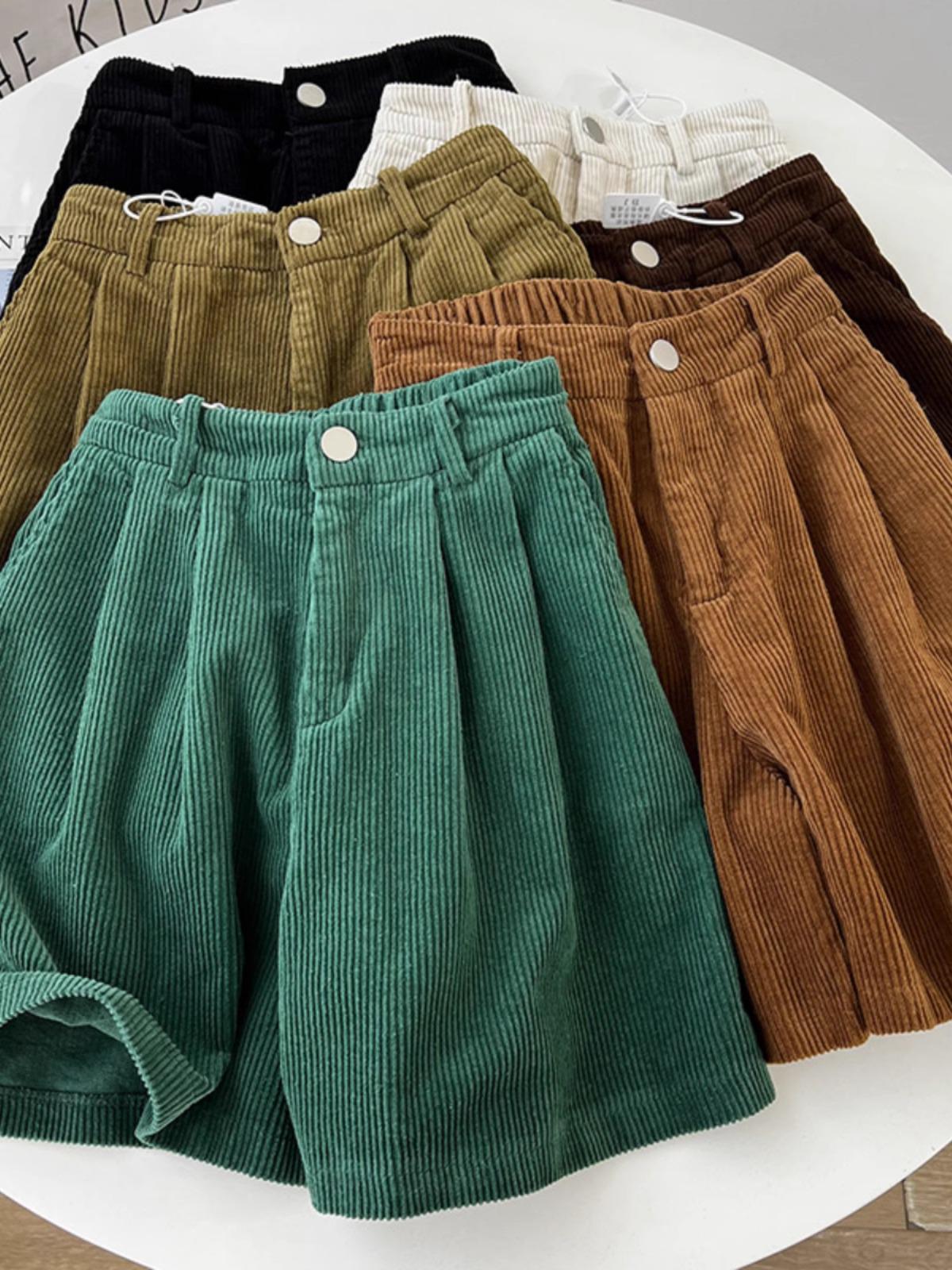 

Women s Retro Corduroy High-Waist Slim Wide-Leg Shorts - Autumn/Winter 2023 XL чёрный