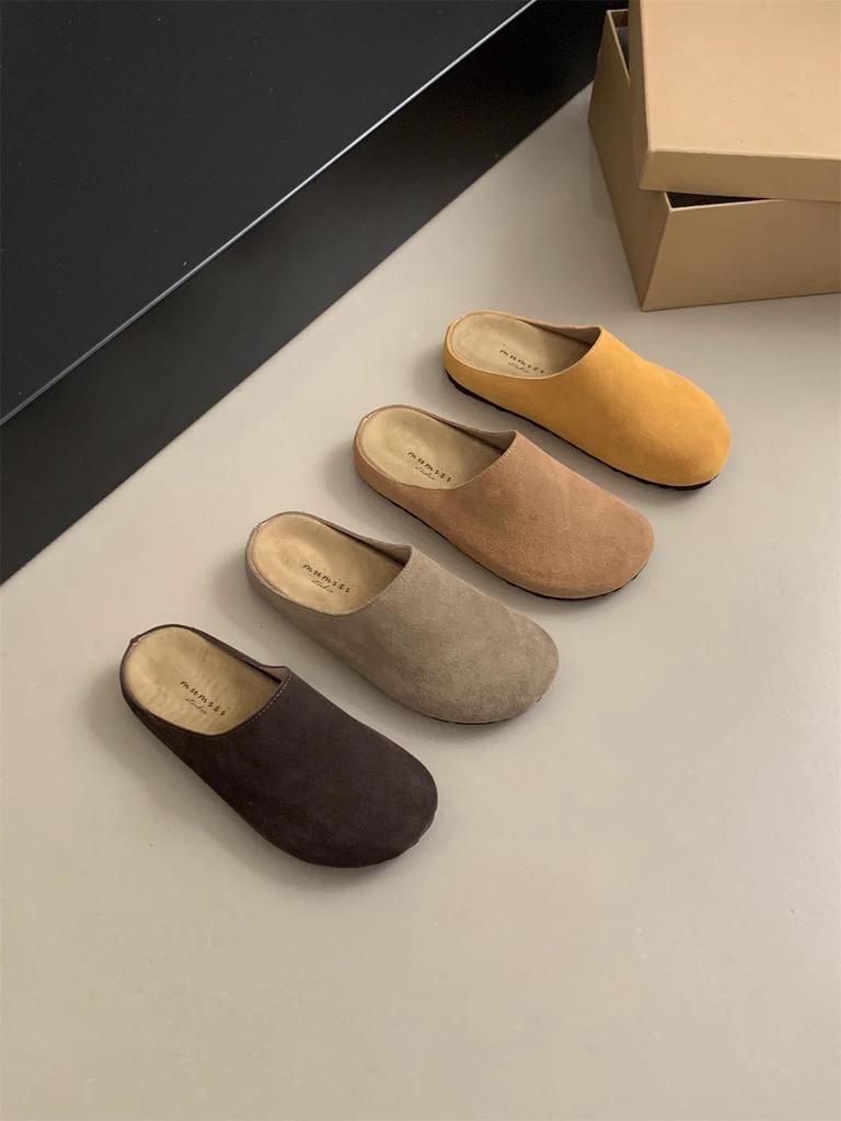 Large size Birkenstock shoes bag head half slippers women's summer wear 2025 spring and autumn new soft sole retro ugly Boken half to