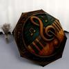 Golden Musical Notes on Wooden FrameUmbrella, PortableFold Compact Umbrella for Men & Women Gift