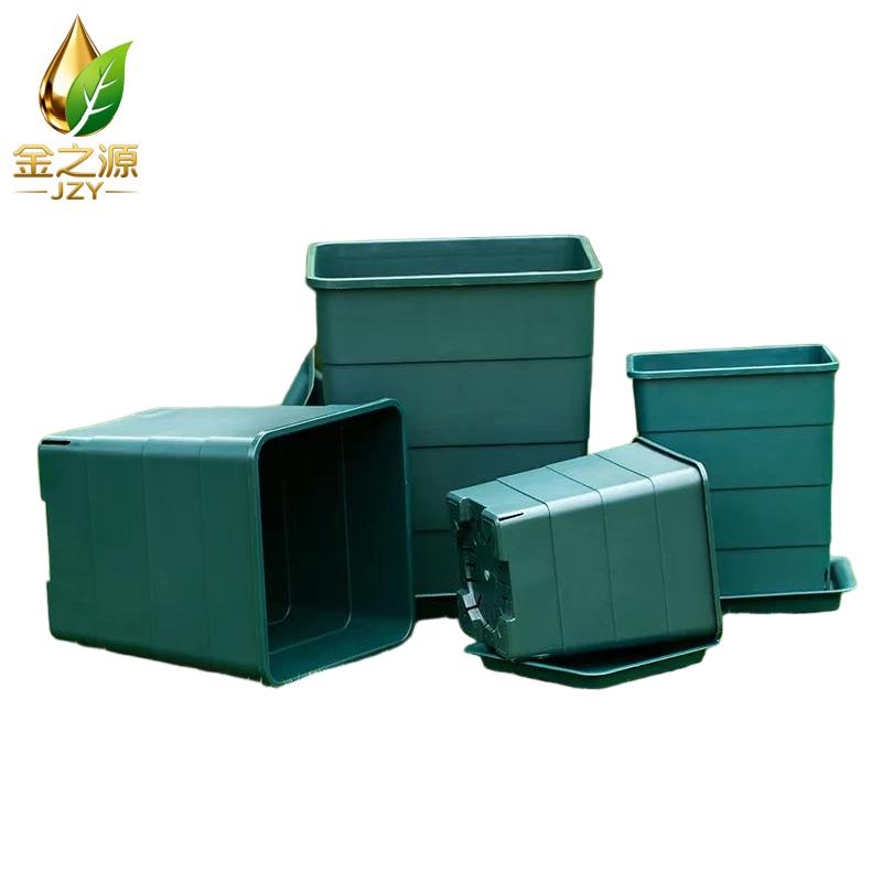Thickened Square Green Mountain Root Control Resin Large Diameter Flower Pot Suitable for Rose Clematis Blueberry (Green,Caliber 15cm 3pcs)