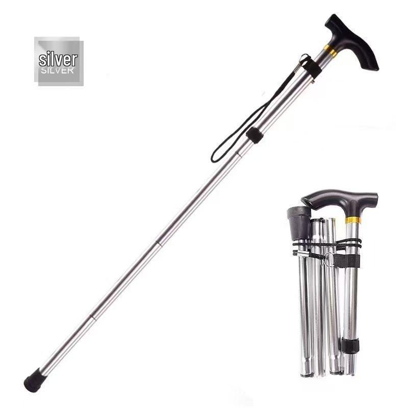 Multifunctional Aluminum Alloy Telescopic Hiking Poles for Elderly - Foldable Walking Sticks