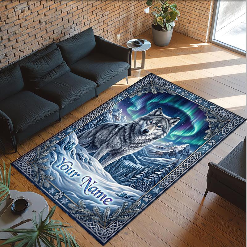 Fox Theme Crystal Velvet Floor Rug Personalized Custom Name Text Warm Carpet Home Decoration