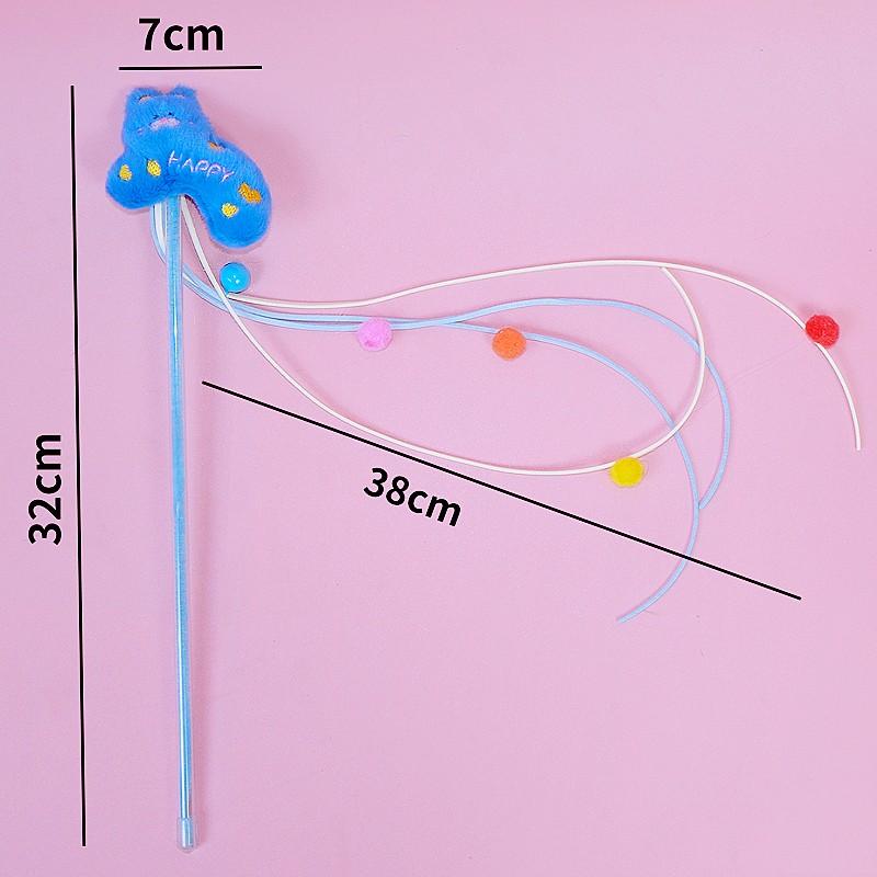 Cat Toy Tassel Stick Cat Toys Interactive Long Handle Cats Teaser Toy with Bell Cute Cartoon Plush Sticks Toys for Cats Scratch