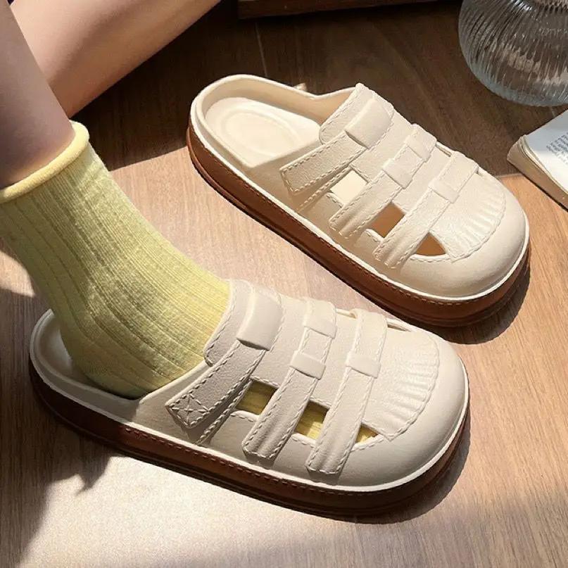Fashion Indoor Woman Slippers Home Mules Shoes for Women Thick Outside Slides Ins Rubber Sandals Footwear New Style Pvc Trend W H Sandal
