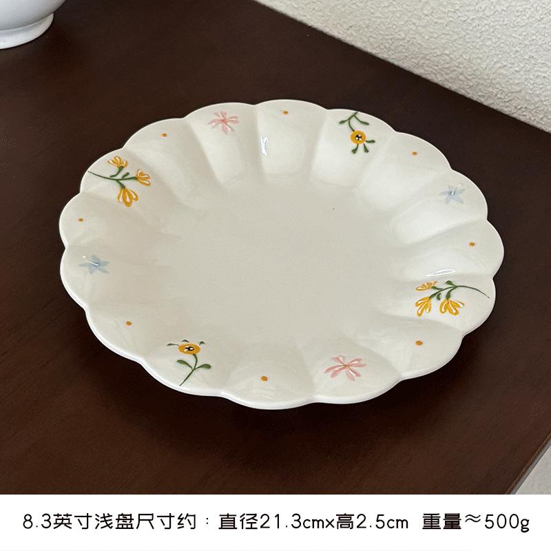 Small Yellow Flower High-Value Tableware Set, Ceramic Plate Of Small Fresh Ceramic Bowl, Rice Bowl, Binaural Bowl