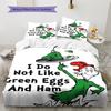 Green Eggs and Ham Pattern Bedding,Quilt Set Quilt Cover Pillowcase Home Birthday Gift (1 * Duvet Cover + 2 * Pillowcase, Without Core)
