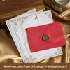 Chinese Retro Style Woven Pattern Envelope & Letter Set with Kraft Paper & Sealing Wax