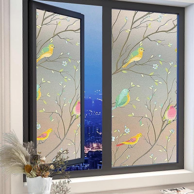 (45x300 CMElectrostatic Window Film Anti Peep Glass, Decorative, Blackout Anti-UV Frosted Opaque Glazing for Home Office Bedroom Kitchen