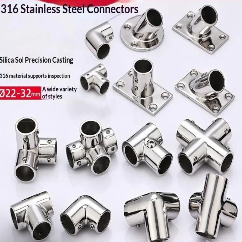 Stainless Steel Boat Pipe Connector Marine Grade Adapter For Yacht Deck Dock Guardrail Systems & Outdoor Construction