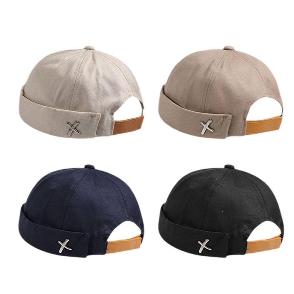Vintage Style Brimless Docker Cap Adjustable Dome Melon Cap Unisex Brimless Hat  Street Hip Hop